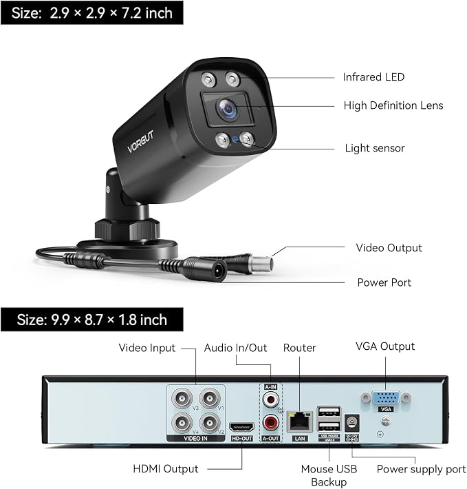 Wired Security Camera System Outdoor, 4CH AHD TVI 5MP Lite DVR Recorder - Image 8