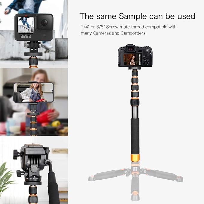 Koolehaoda 6-Section Monopod Compact Portable Photography Aluminum Alloy Unipod - Image 4