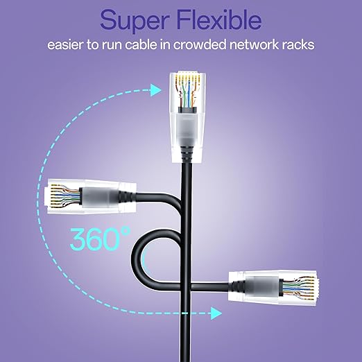 Cat6a Patch Cables 1ft Slim, Cat6 Ethernet Patch Cable Pure Copper, Flexible - Image 4