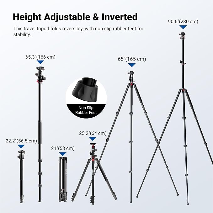 NEEWER 90 Inch Tall Overhead Horizontal Camera Tripod Monopod - Image 4