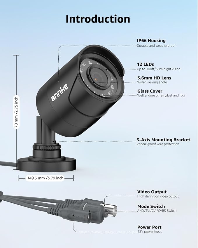 ANNKE 1080p Security Camera 4-in-1 CCTV Bullet Wired Cam, AHD/TVI/CVI/CVBS - Image 7