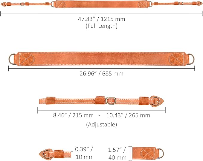 MegaGear SLR, DSLR Sierra Series Genuine Leather Camera Shoulder or Neck Strap - Image 4
