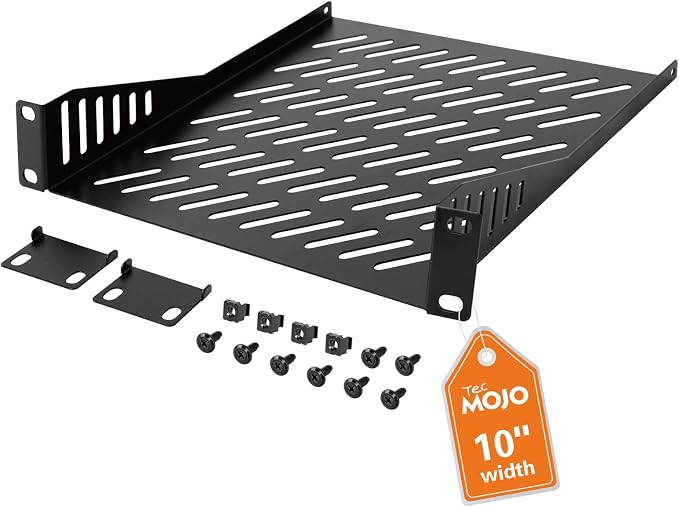 Tecmojo 1U Rack Mount Shelf for 10" Server Rack, 7.87" Deep Vented Cantilever by Tecmojo