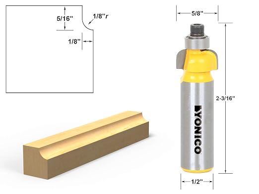 YONICO Cove Router Bits Edge Forming 1/8-Inch Radius 1/2-Inch Shank 13151 - Image 2