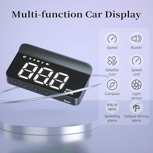 AZIJYV Heads Up Display for Cars, Windshield Speedometer Projector HUD M1white - Image 4
