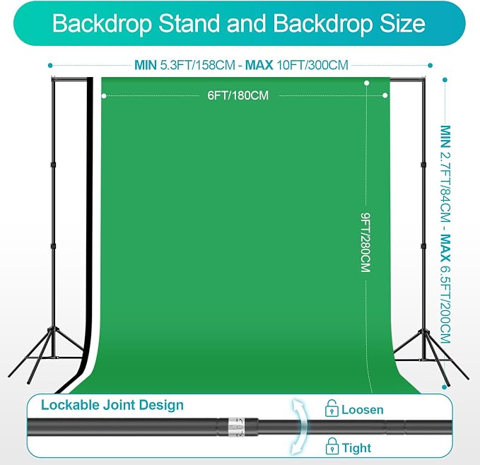 EMART 6.5x10ft Backdrop Support System, Professional Photography Lighting Kit - Image 2