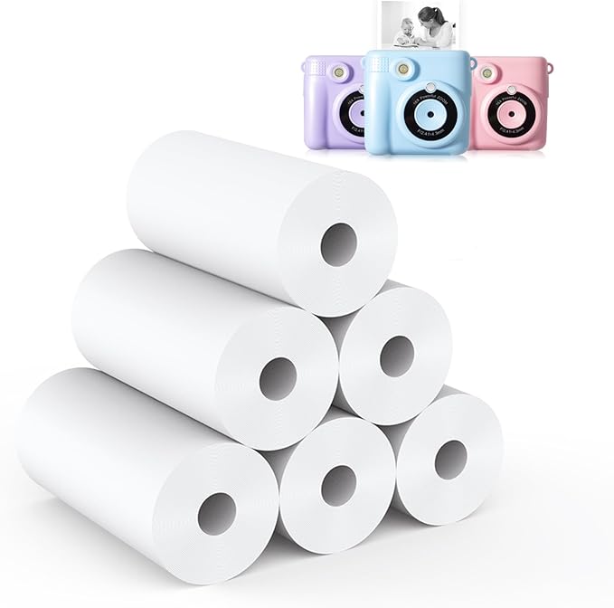 6 Rolls Instant Print Paper Kids Camera Paper Refill by Hikkon