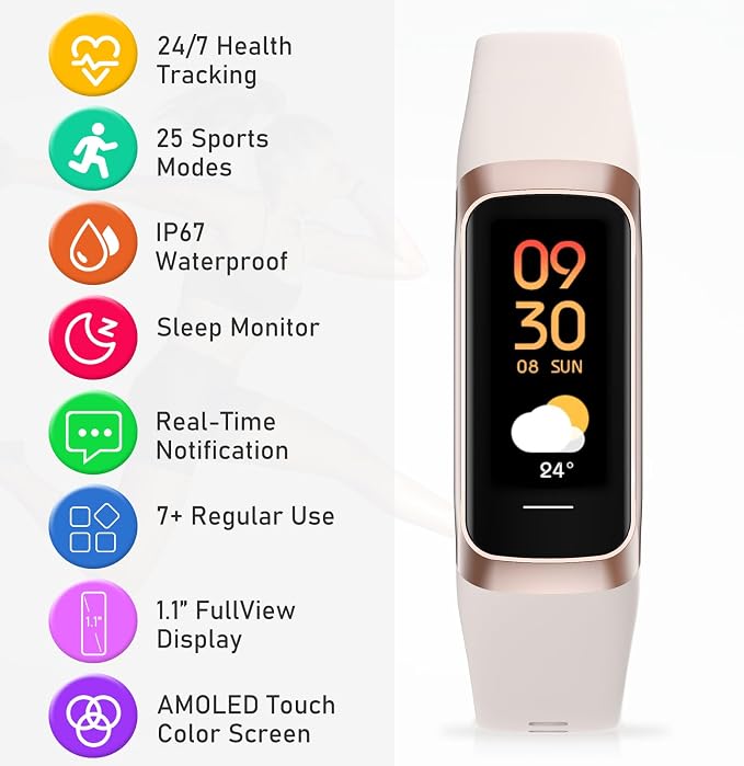 Fitness Tracker with 24/7Heart Rate, Blood Pressure, Sleep Tracking, Activity - Image 6