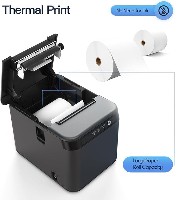 BISOFICE 80mm Receipt Printer ESC/POS Thermal Printer Desktop Direct Print - Image 3