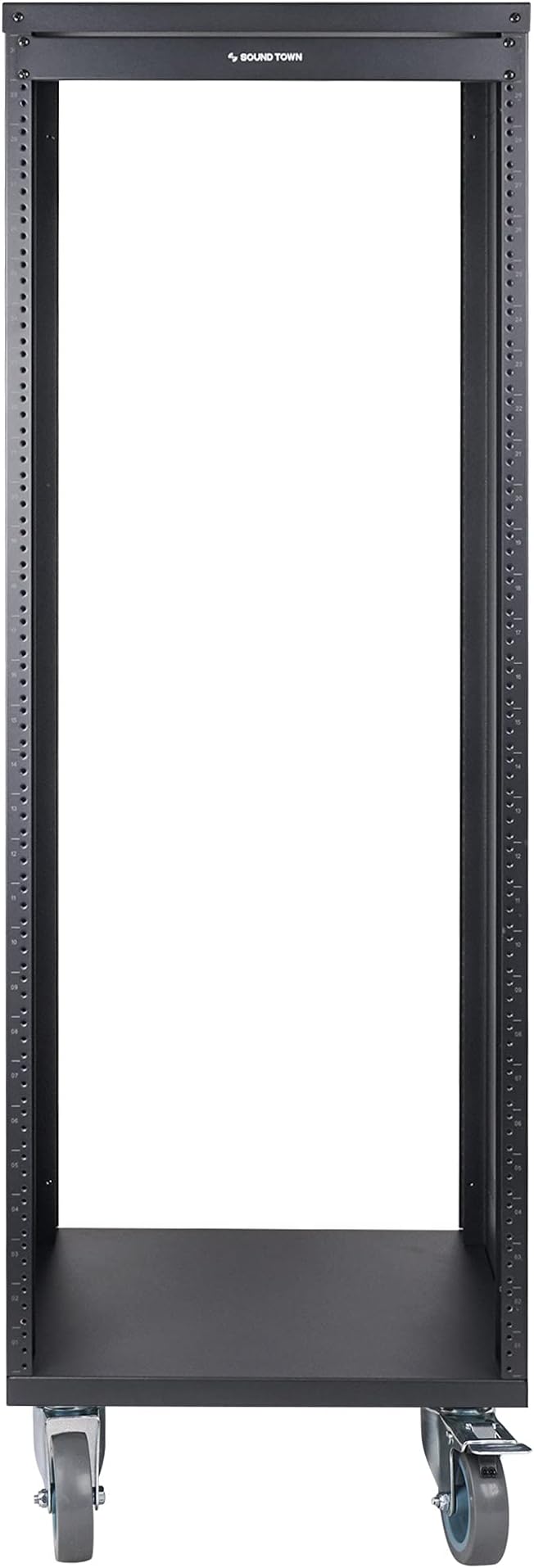 Sound Town 30U Universal Steel Rack, w/Mesh Doors, Locking Casters, Vented Side - Image 3