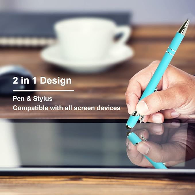 Oddmoal Ballpoint Pen with Stylus Tip, Soft Touch Click Metal Pen, 1.0mm Medium - Image 3