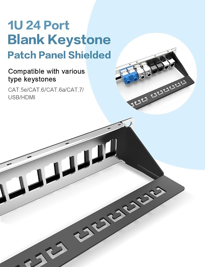 24Port Blank Keystone Patch Panel 1U 19" - Image 6