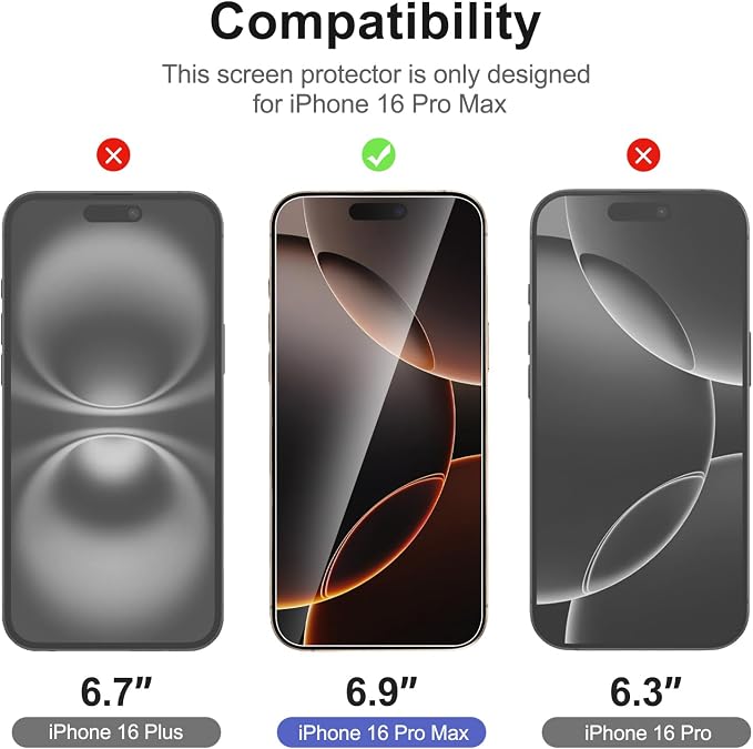 NEW'C 3x for iPhone 16 Pro Max Screen Protector+ 3x Camera Lens Protector - Image 2