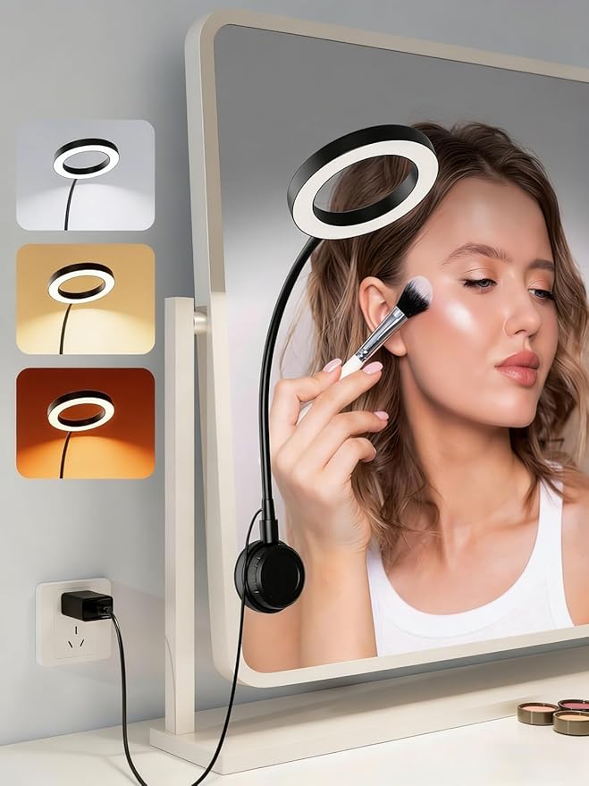Suction Cup LED Vantiy Lights for Mirror, Flexible Gooseneck Stick on Selfie by Little+Joke