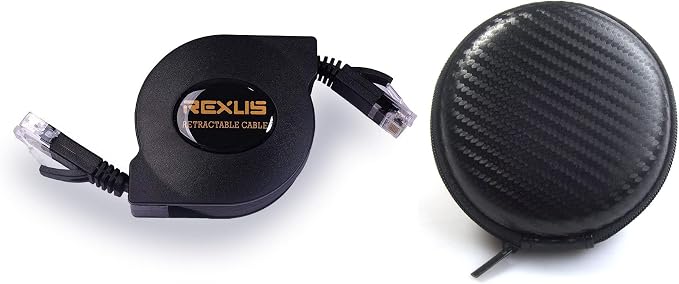 REXUS Retractable Cat 6 Flat Ethernet Network Cable 6.6 FT by REXUS