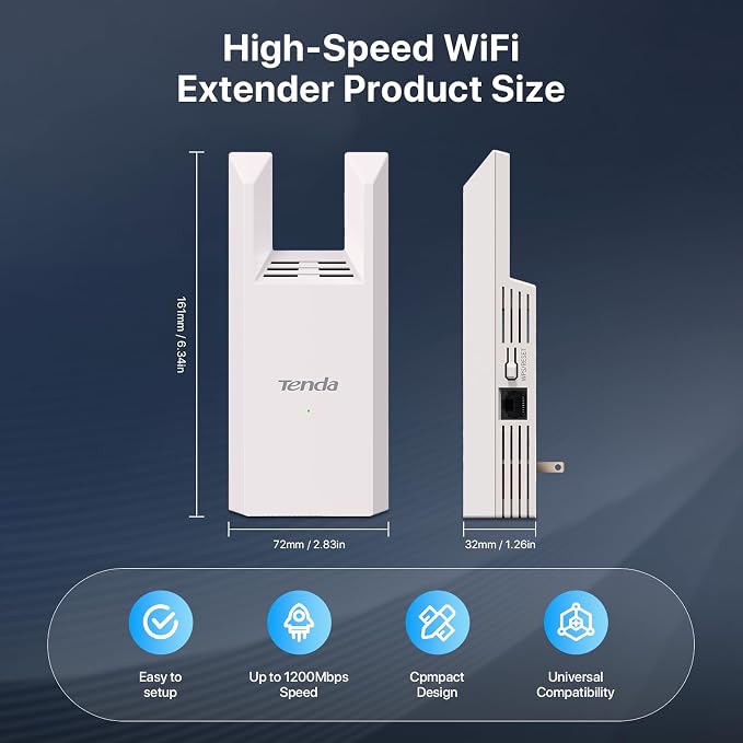 Tenda WiFi Range Extender AC1200, Dual-Band867Mbps 5GHz/300Mbps 2.4GHz - Image 9