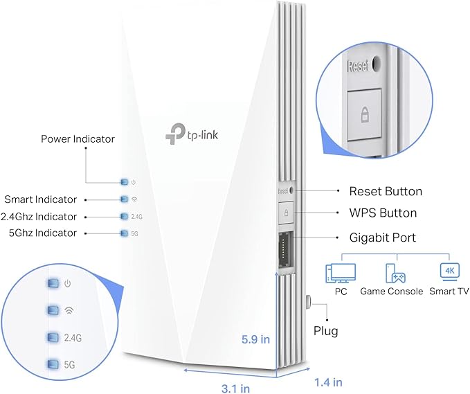 TP-Link AX3000 WiFi 6 Range Extender Internet Booster, Dual Band, AP Mode - Image 3