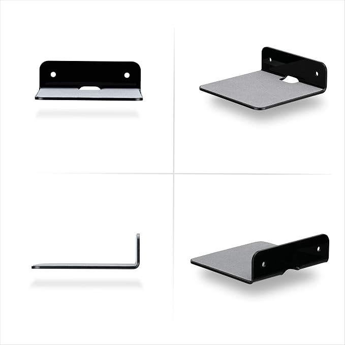 BRAINWAVZ 2-Pack 4” Small Floating Shelf Bluetooth Speaker Stand, Adhesive & - Image 9