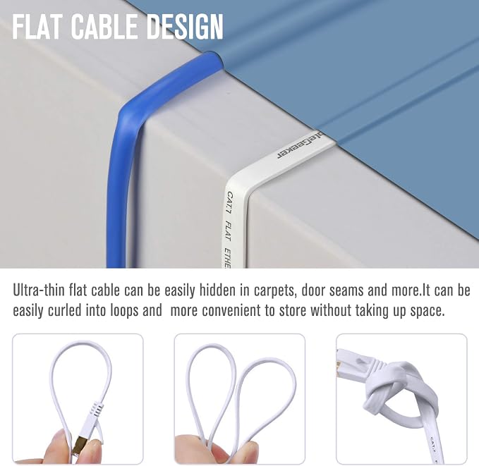 Cat 7 Ethernet Cable 7 ft 6 Pack Cat7 Flat Shielded Ethernet Patch Cables - Image 5