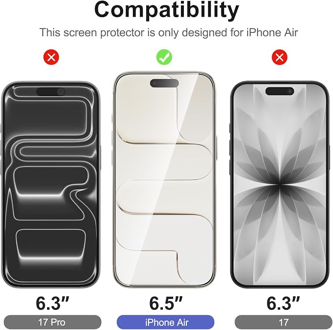 NEW'C 3x Screen Protector for iPhone Air+ 3x Camera Lens Protector, Sensor - Image 2
