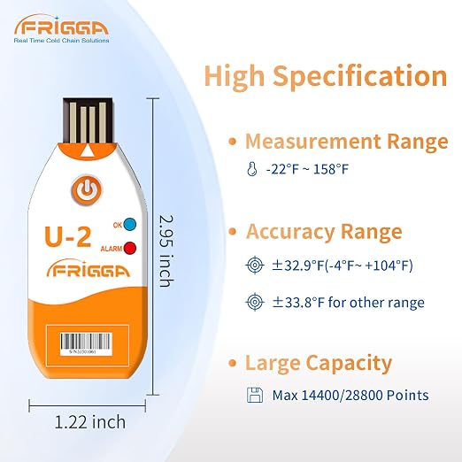 Frigga 50 Pack 100 Days USB Temperature Data Logger Single Use Temperature - Image 3