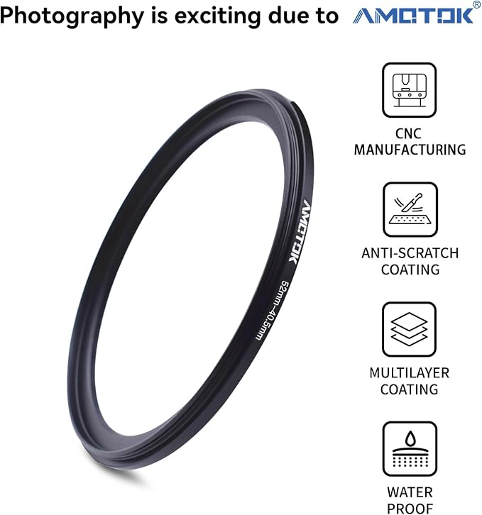 52mm Lens to 40.5mm Camera Filters Ring Compatible All 52mm Camera Lenses to - Image 2