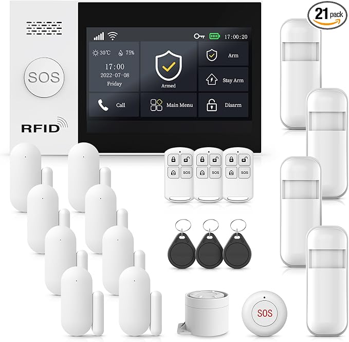 Alarm System for Home Security, SOS Button, Window Alarms, Door/Motion Sensors by PGST