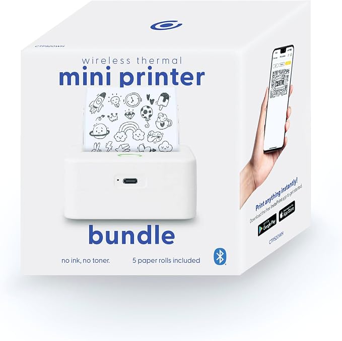 Mini Portable Thermal Printer, Monochrome Label, Receipt and Image Printer - Image 2