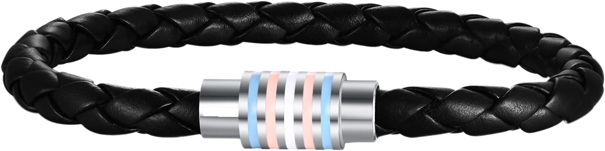 Nanafast Titanium Stainless Steel Rainbow LGBT Pride Bracelet Handmade Braided - Image 2