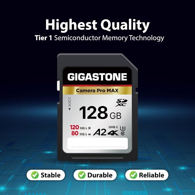 【5-Years Data Recovery】 GIGASTONE 128GB SD Card, 4K Camera Pro MAX, UHS-I A2 4K - Image 6