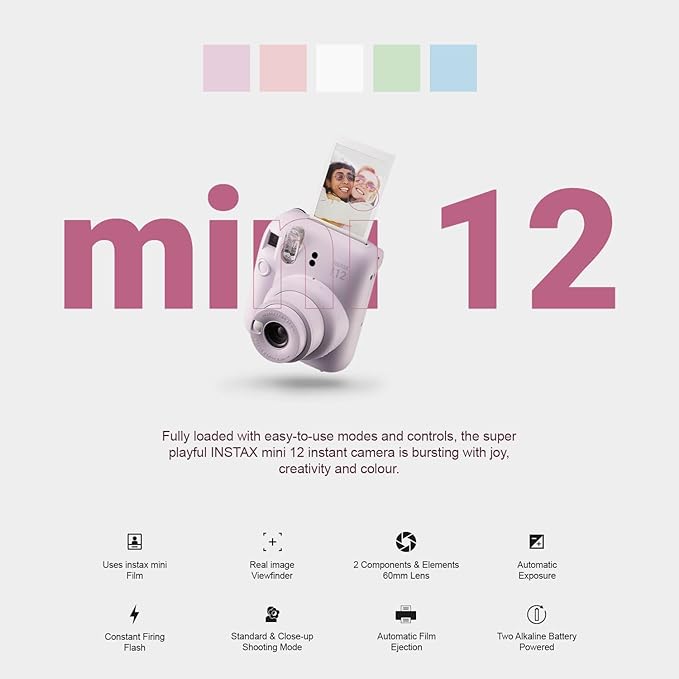Fujifilm Instax Mini 12 Instant Camera Pastel Blue + Carrying Case + Fuji - Image 2