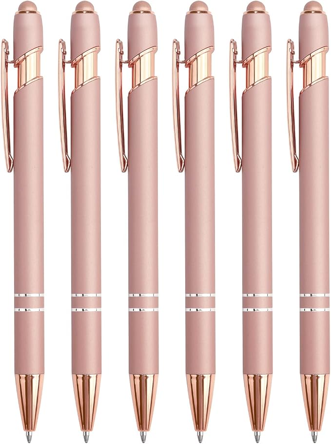 6 Pack Ballpoint Pen 2-in-1 Stylus Retractable Ballpoint Pen by Bribobo
