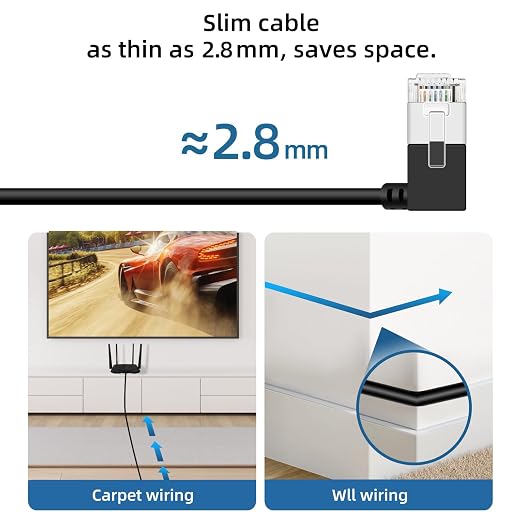 Flexible Cat 6 Ethernet Cable 90° Right Angled 30 Feet, Ultra Thin & Slim Rj45 - Image 6
