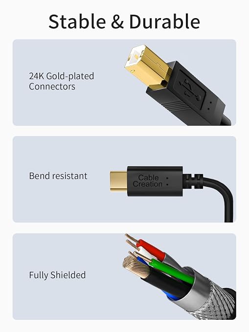 CableCreation USB B to USB C Cable 15FT/4.5M, Printer Cable to USB C, Type B to - Image 4