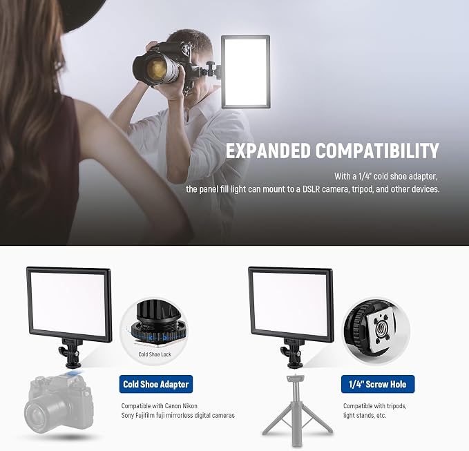NEEWER Basics 9" LED Video Light Panel, 3200-5600K Edge Lit Dimmable Camera - Image 6