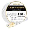 BUSOHE Cat 8 Ethernet Cable 150 FT, 40Gbps 2000Mhz High Speed Flat Cat8 Cable by BUSOHE