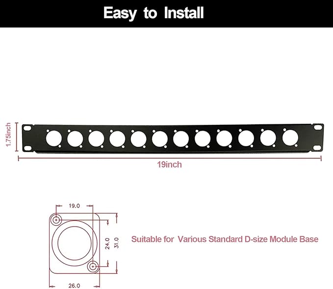 XLR HDMI Audio Rack Mount Panel, Hinged D-Series Punched Metal HDMI Rack Mount - Image 2