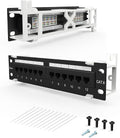 12 Port CAT6 Patch Panel Mini Wall Mount Bracket Included and 89D Bracket UTP by Enmane