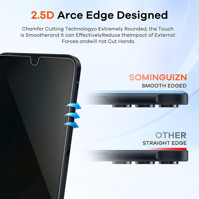 3+3 Pack for Samsung Galaxy A26 5G Privacy Screen Protector & Phone Camera Lens - Image 6