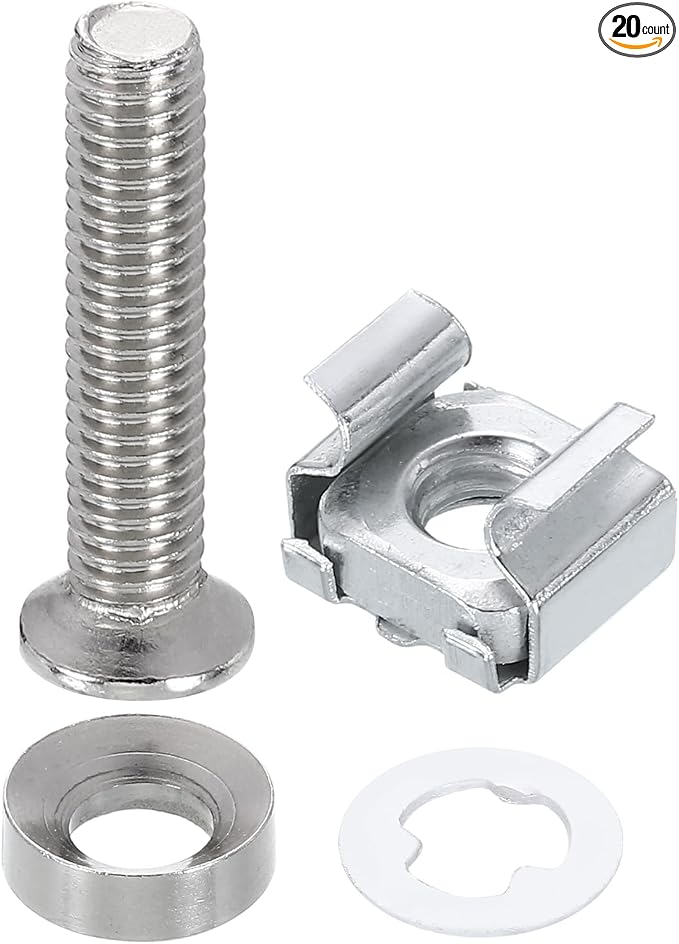 PATIKIL Rack Mount Cage Nut, Carbon Steel Rack Screws Zinc Square Snap-in Cage by PATIKIL