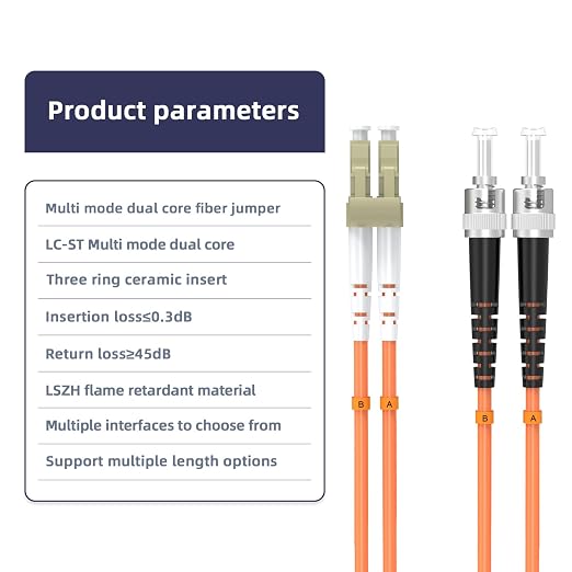 LC/UPC to ST/UPC Fiber Patch Cable, 3M/9.8FT LSZH Fiber Optical Jumper Cord - Image 3