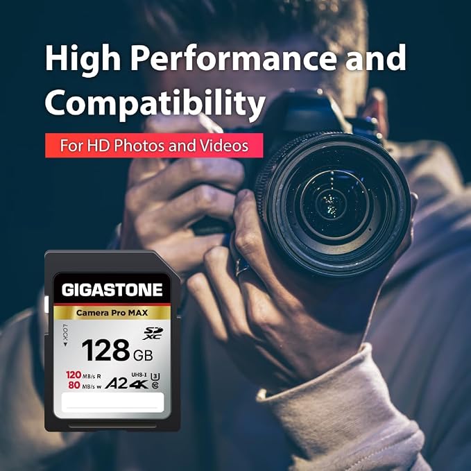 【5-Years Data Recovery】 GIGASTONE 128GB SD Card 2-Pack, 4K Camera Pro MAX - Image 4