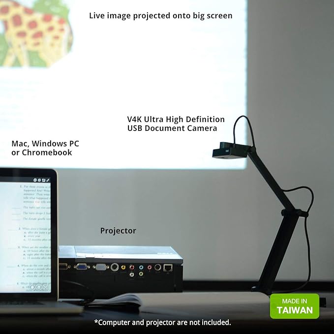 IPEVO V4K Ultra High Definition 8MP USB Document Camera — Mac OS, Chromebook - Image 6