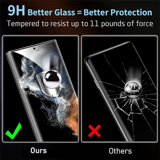 3 Pack Galaxy S22 Ultra Screen Protector, HD Clear Tempered Glass, Fingerprint - Image 3