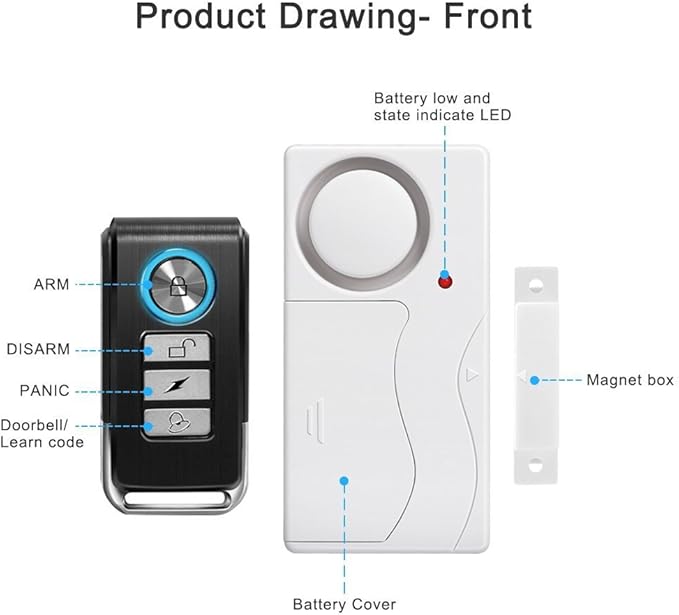 WSDCAM Door Alarm Wireless Anti-Theft Remote Control Door and Window Security - Image 3