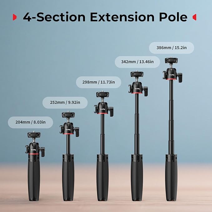 SMALLRIG Small Camera Tripod Selfie Stick, Extendable 8"-15" Mini Handheld - Image 5