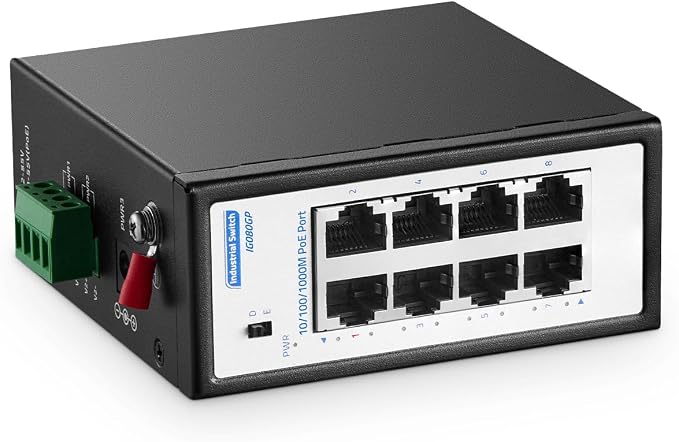 8 Port Mini Gigabit PoE+ Industrial Switch, 100/1000Mbps Ethernet, by YuLinca