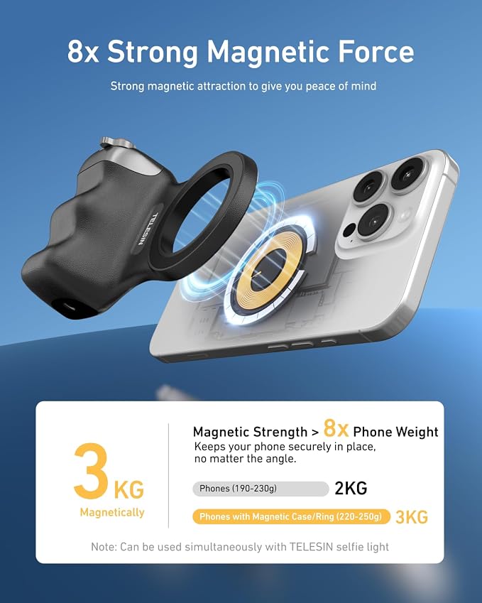 TELESIN Fun Shot Magnetic Phone Camera DSLR Style Shutter Grip - Image 4