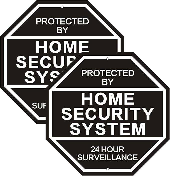 2Pack 10'' x 10'' Reflective Aluminum Home Security Sign, Weatherproof Yard by JMXINHANG