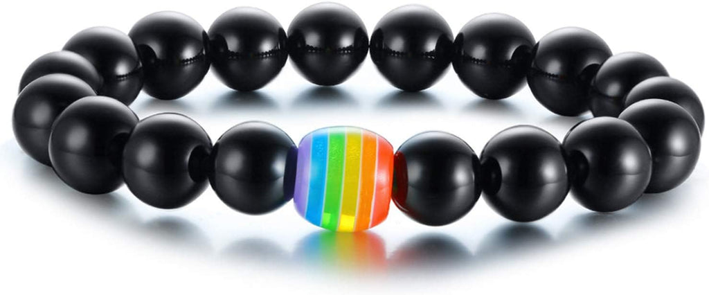 Nanafast Titanium Stainless Steel Rainbow LGBT Pride Bracelet Handmade Braided - Image 2